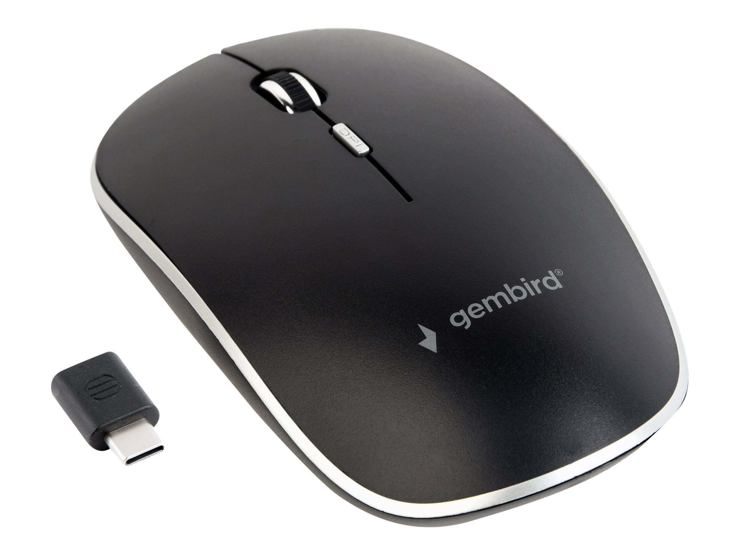 Gembird MUSW-4BSC-01, Ambidextre, Optique, RF Wireless + USB Type-C, 1600 DPI, Noir-1