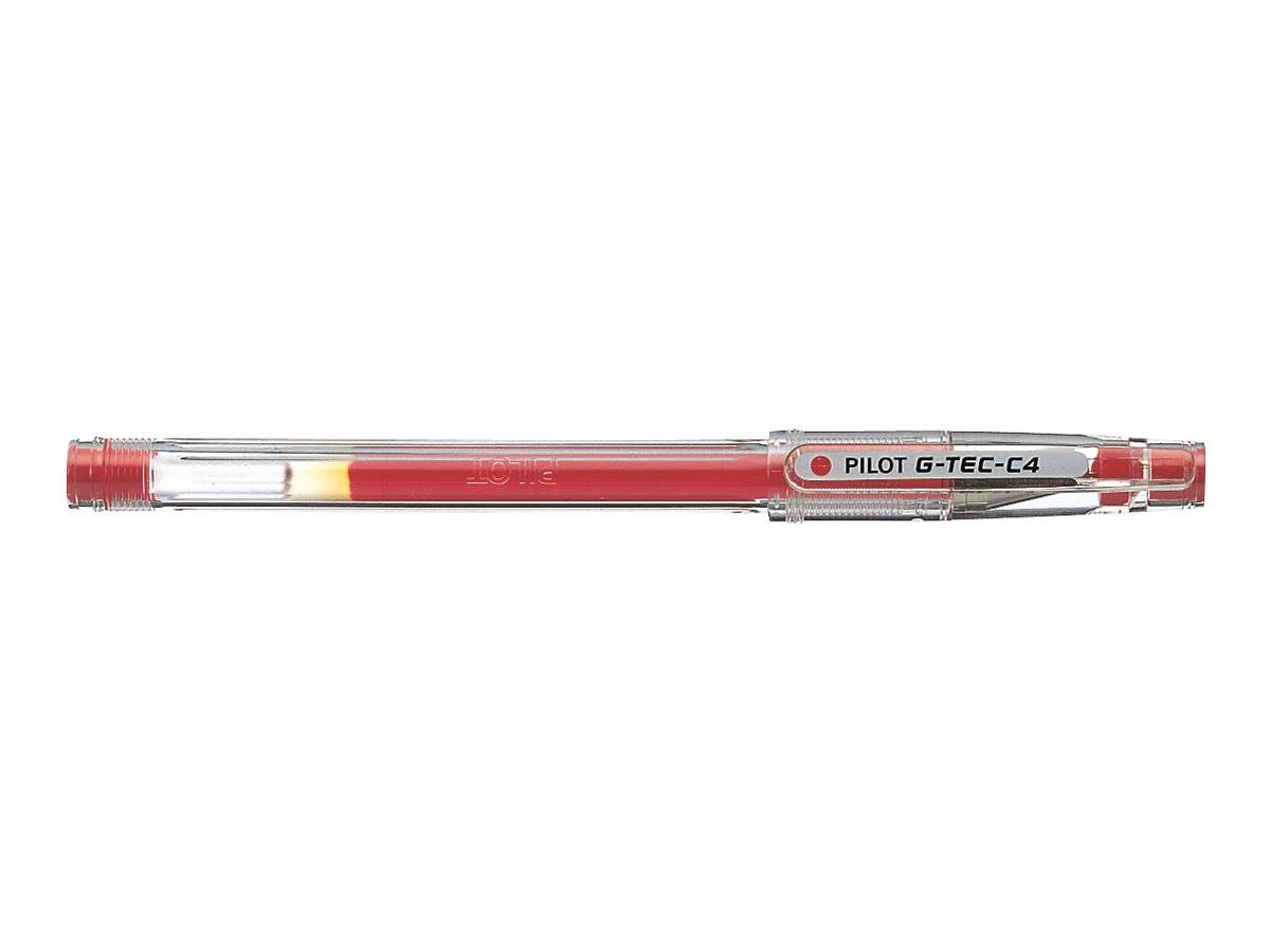 Stylo à bille pointe hi-tech extra-fine encre gel Rouge corps plastique avec capuchon G-TEC-C4-0