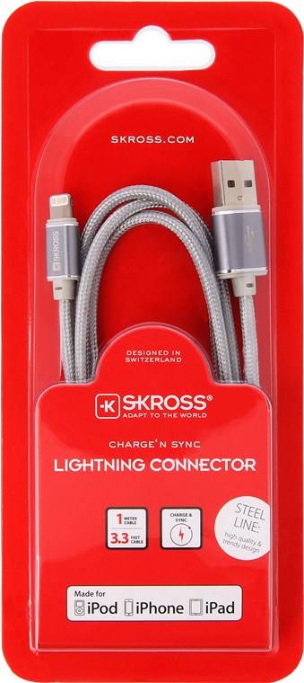 Skross [1x USB - 1x Dock mâle Lightning] 1.00 m argent-1