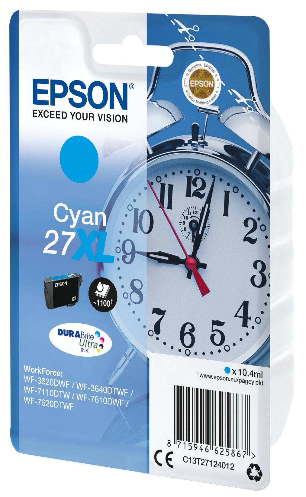 Epson Encre 27XL d'origine cyan C 13 T 27124012-1
