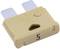 Fusible plat de 5 ampères, de couleur beige, adapté pour 32 volts. Utilisé dans les véhicules et les appareils électriques.
