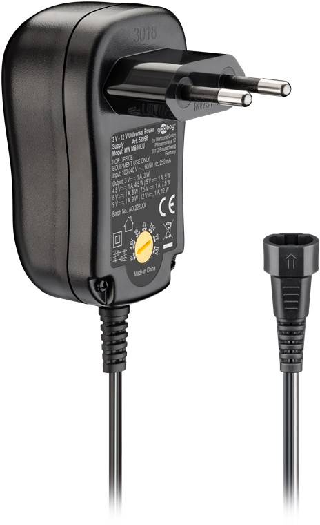Goobay 53996 Alimentation 3 V/DC, 4.5 V/DC, 5 V/DC, 6 V/DC, 7.5 V/DC, 9 V/DC, 12 V/DC 1 A 12 W tension de sortie réglabl-0