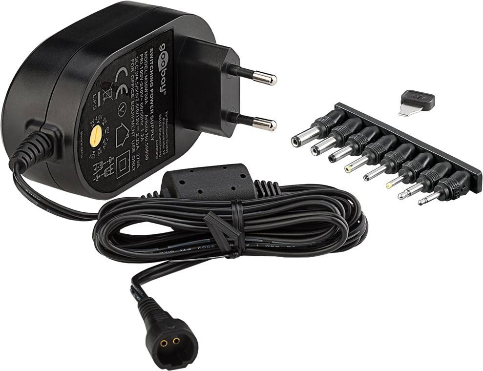 Alimentation universelle Goobay (3V-12V max. 27W / 2,25A) - adaptateur 8x DC inclus