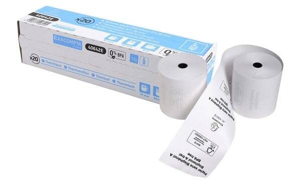 Bobines tickets de caisse Exacompta 43821E - l 80 mm x L 72 m, Ø 76 mm - 1 pli(s) - Paquet de 6-0