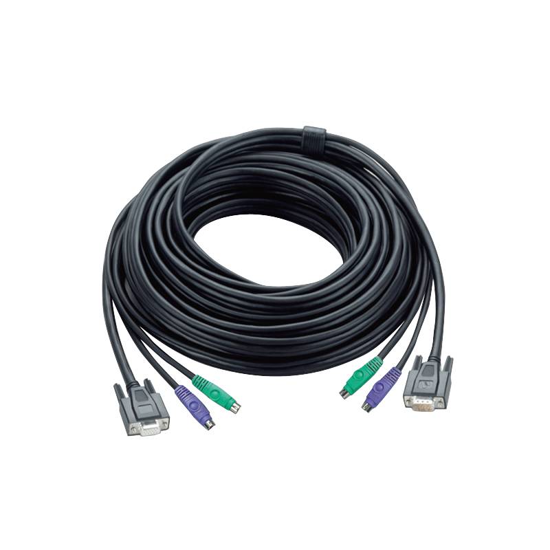 ATEN KVM Câble de raccordement [1x VGA mâle, PS/2 mâle, PS/2 mâle - 1x VGA femelle, PS/2 mâle, PS/2 mâle] 5.00 m noir-1