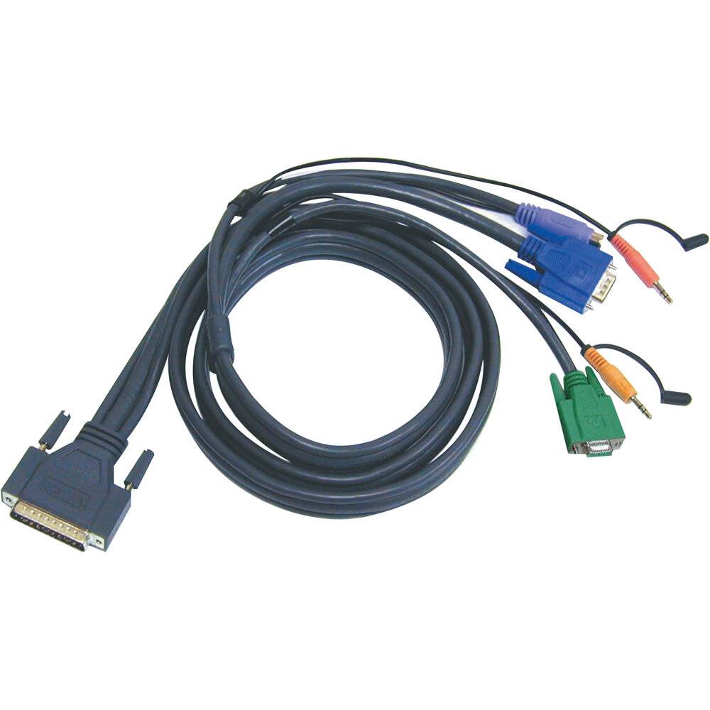 ATEN KVM Câble de raccordement [2x Jack mâle 3.5 mm, PS/2 mâle, VGA mâle - 1x SUB-D mâle 25 pôles] 1.80 m noir-5