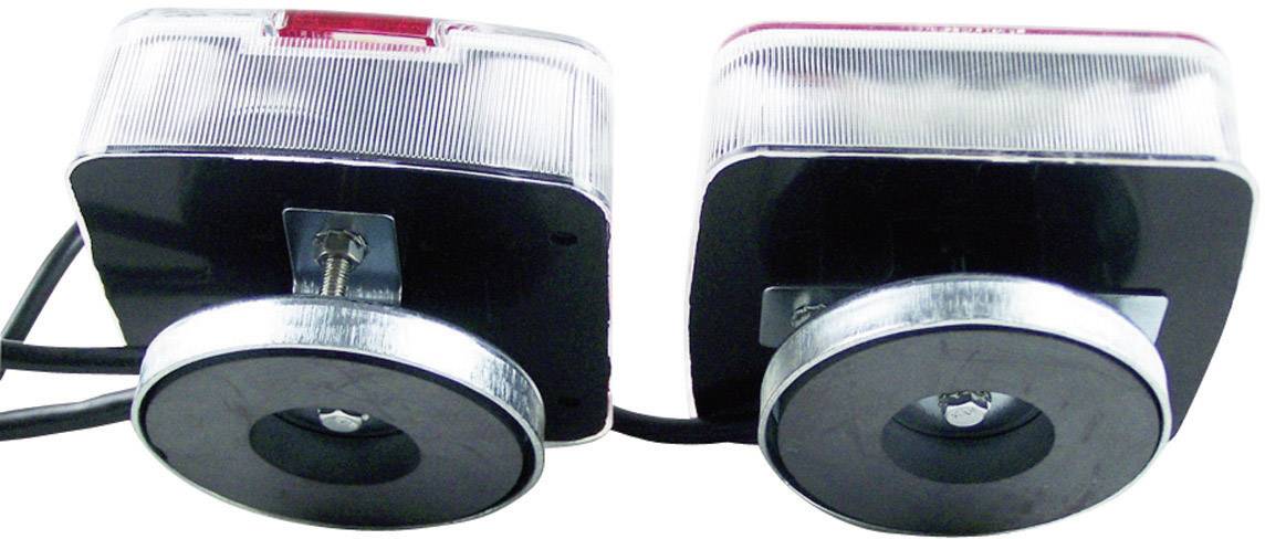 Deux feux arrière rectangulaires avec réflecteur intégré et aimants de fixation pour une utilisation sur un véhicule.