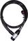 Un cadenas de vélo noir avec construction par câble et serrure à chiffres ; décrit comme robuste, adapté à la protection contre le vol de vélo.