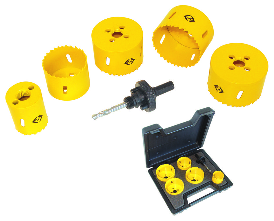 Set de scie cloche avec tailles 38, 40, 65, 67 et 68 mm et porte-embout 424039 C.K 424044 38 mm, 40 mm, 65 mm, 67 mm, 68-0