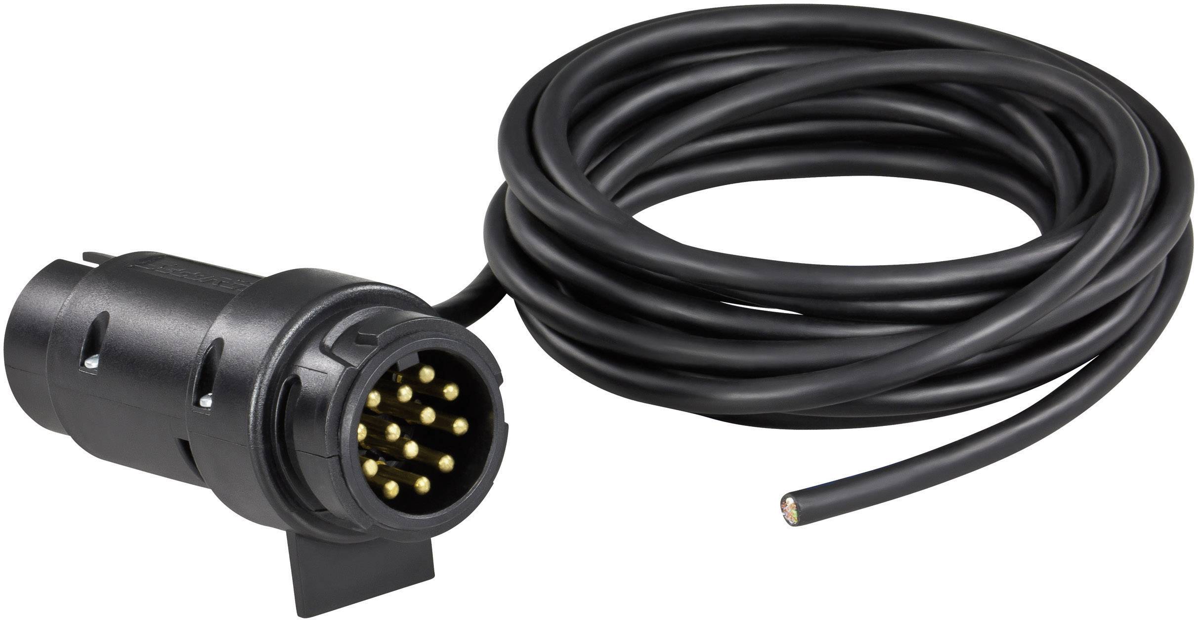Un connecteur d'attelage noir à 13 broches avec un long câble.