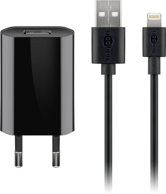 Kit de charge Goobay Apple Lightning (5 W) - adaptateur secteur avec câble Apple Lightning, 1 m, noir