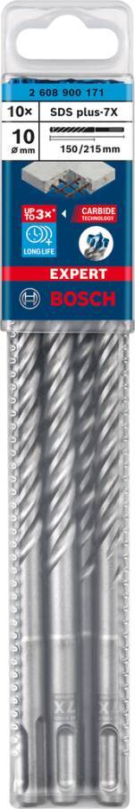 10 forets béton pour perforateur SDS-Plus 7X 10 x 150 x 215mm - BOSCH EXPERT - 2608900171