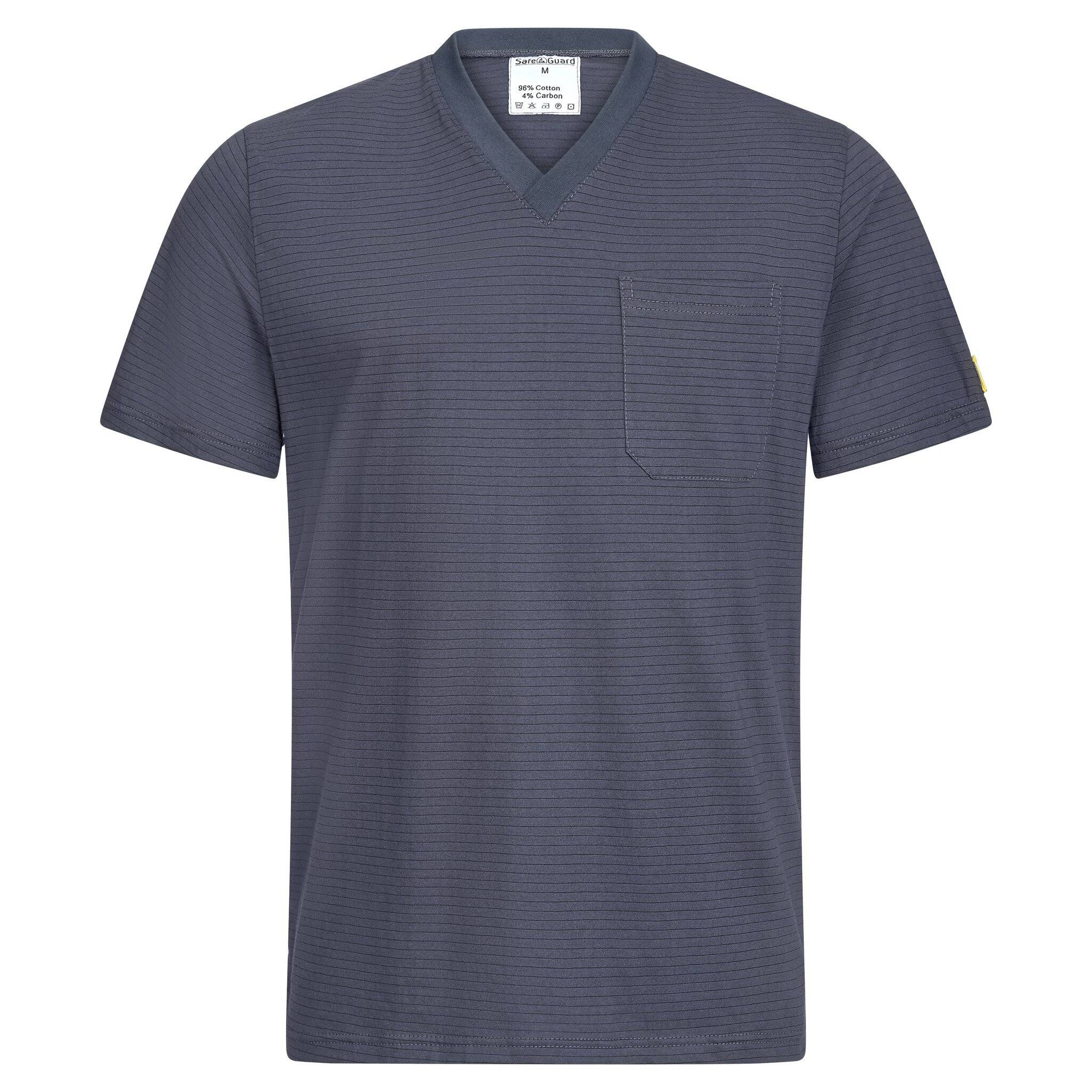 T-shirt ESD avec poche poitrine, col V, 150g/m², gris foncé, XXL-0