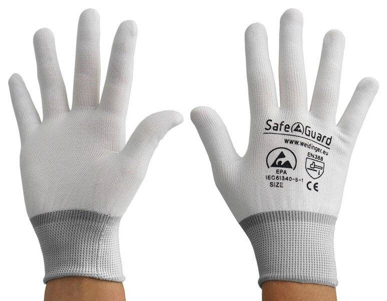 Gant ESD, blanc/gris, sans revêtement, XXL