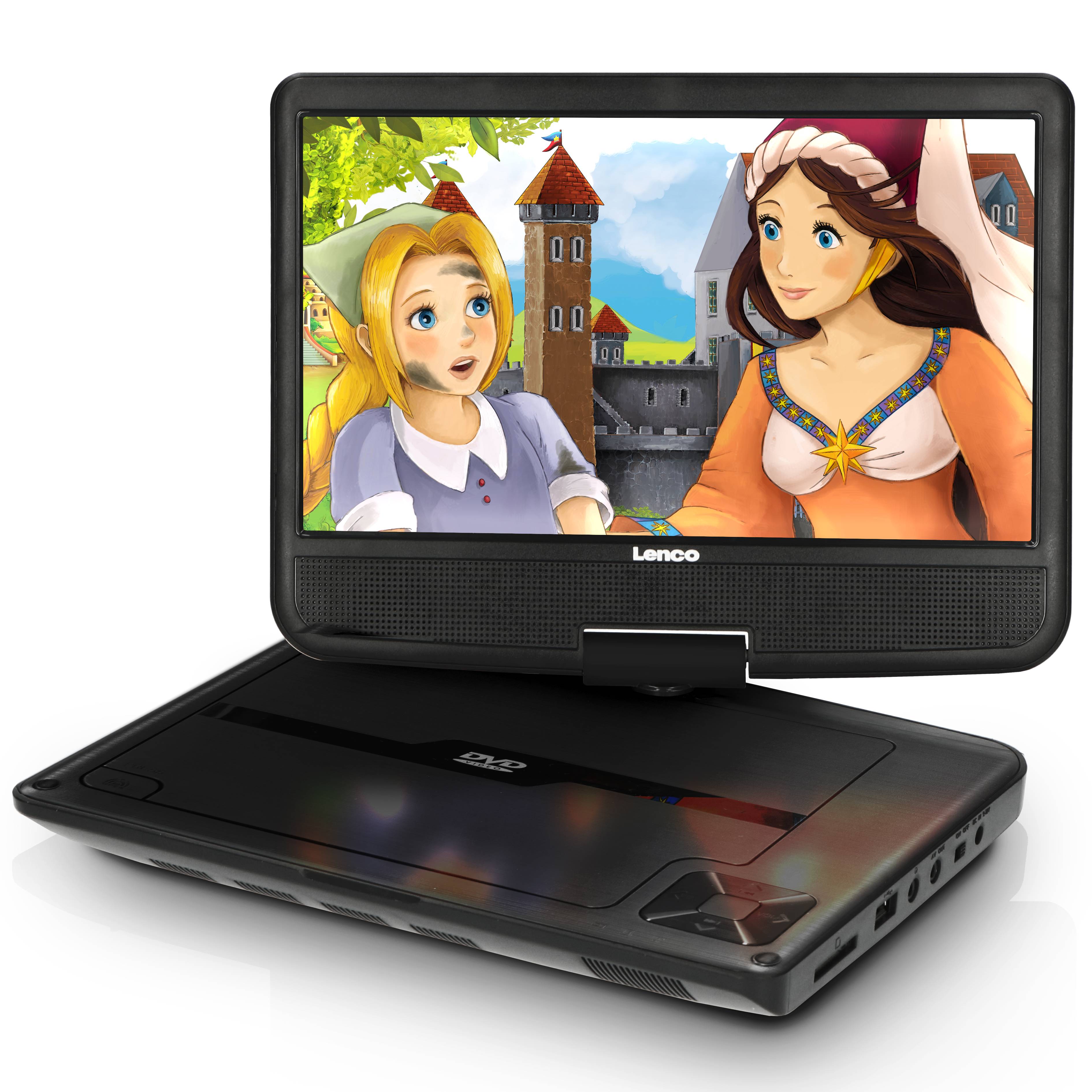 Lecteur DVD Portable 9" Ecran Pivotant et Inclinable avec Support Voiture-4