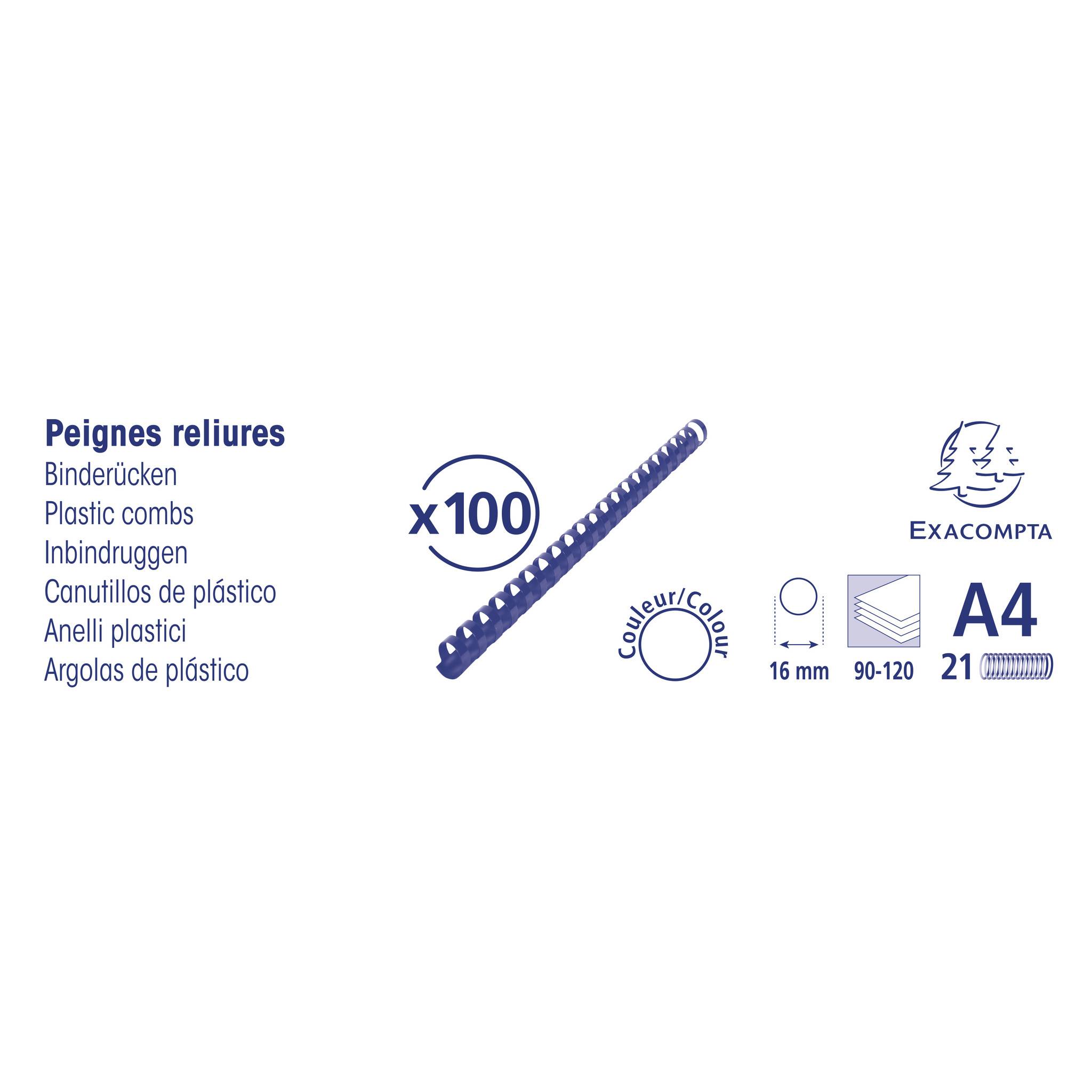 Baguette reliure anneaux plastique Exacompta 16 mm noir - Boite de 100-1