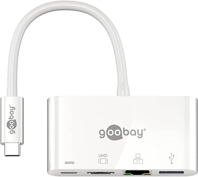 Goobay USB-C™ Multiport-Adapter (HDMI™ + Ethernet, 60 W Power Delivery) - Ajoute un port Ethernet, un HDMI™ et un...