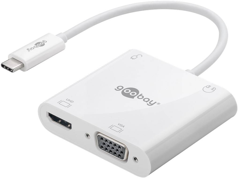 Goobay USB-C™ Multiport-Adapter HDMI™+VGA+PD 100 W - erweitert ein USB-C™-Gerät um einen HDMI™- , einen 3.5 mm Audio-...