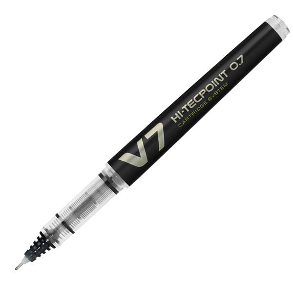 Stylos roller Pilot Hi-tecpoint V7 rechargeable pointe 0,7 mm noir-0