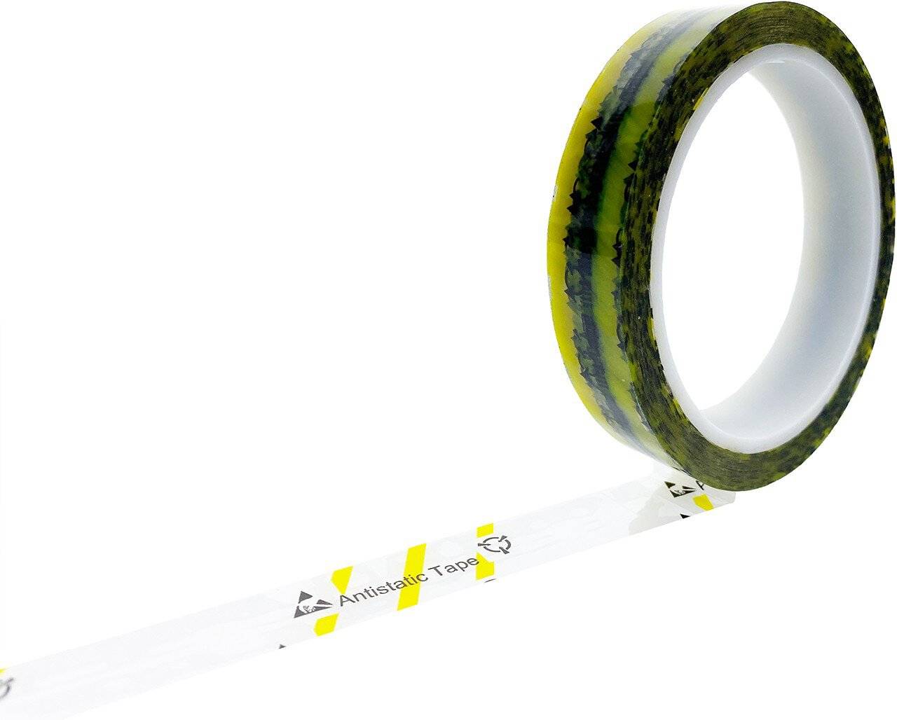 Ruban adhésif ESD avec symbole d'avertissement ESD, transparent/jaune, 24mm, 36m-0