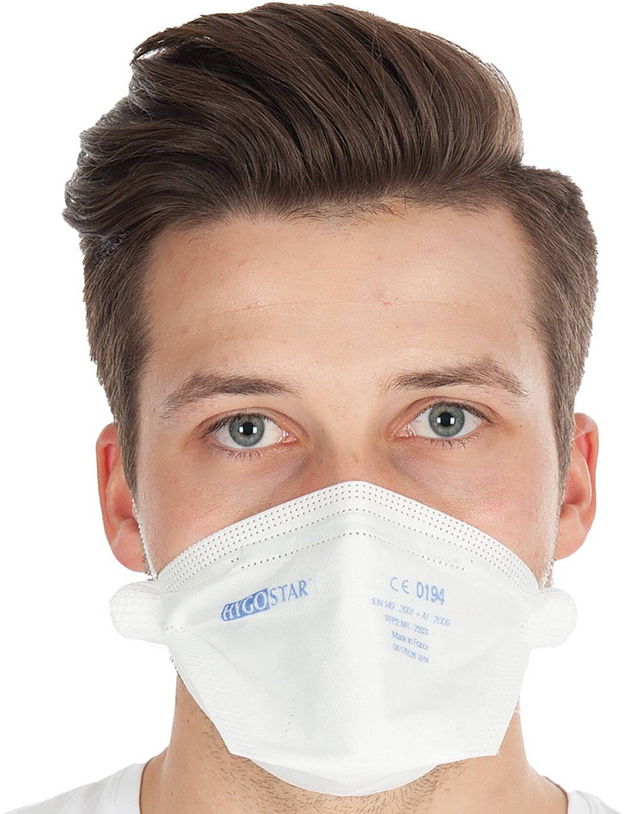 Masque de protection FFP3, pliable horizontalement, sans valve, blanc, UE : 25 pièces-0
