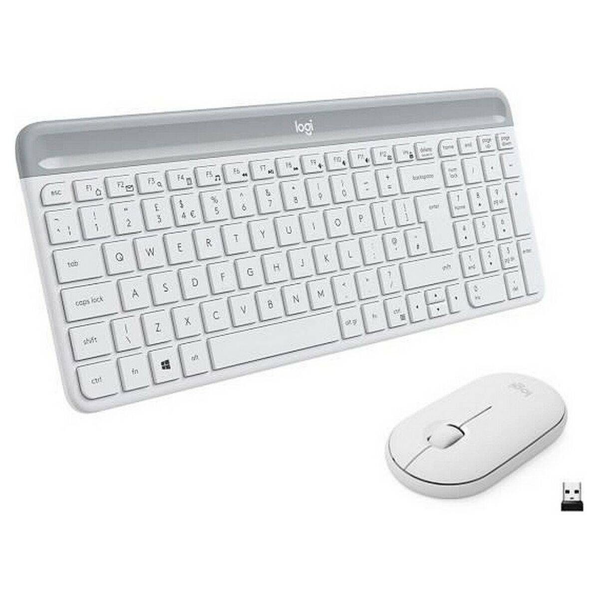 Logitech 920-009191, Taille réelle (100 %), Sans fil, RF sans fil, AZERTY, Blanc, Souris incluse-1