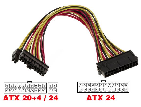 Cordon Adaptateur ATX 24 pin Femelle vers 20+4 pin Mâle Prise 20 + 4 Points Mâle Prise 24 Points Femelle Prise 20 + 4 P