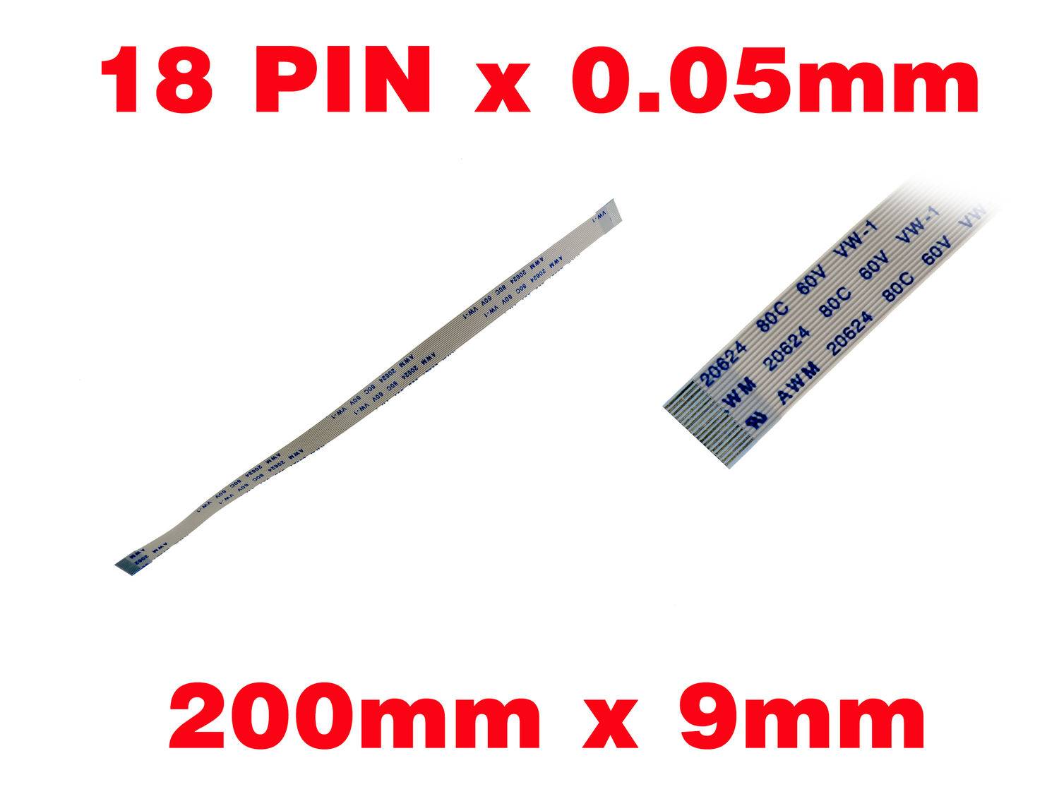 Nappe Ruban ZIF FPC 18 PINS Pas 0.5MM Longueur 200mm Largeur 9mm.-0