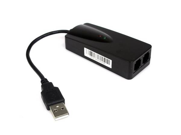 Fax Modem 56K sur port USB - 2 prises RJ11 - Chipset CONEXANT