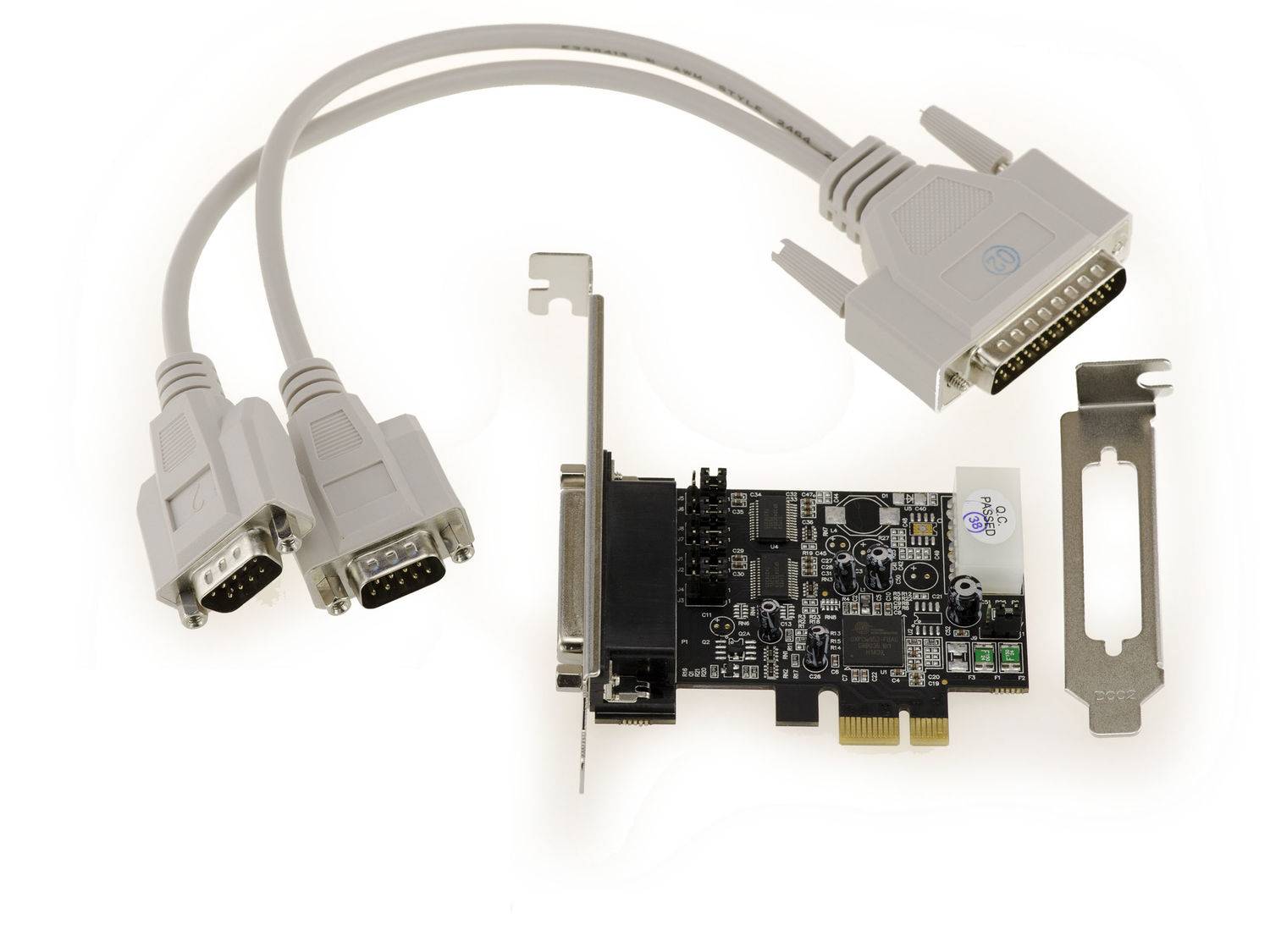 Carte Controleur PCIe Série RS232 POS - 2 Ports COM UART DB9 - Chipset OXFORD OXPCIe952 - ALIMENTATION RS232 EN 5V / 12-1