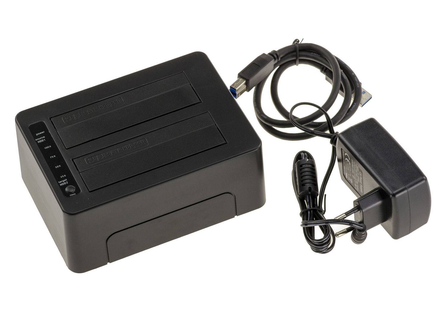 Docking Station. Dock pour 2 DISQUES SATA 2.5 ou 3.5 Liaison USB3 avec FONCTION CLONAGE. USB 3.0 5G, Alimentation 3A.-0