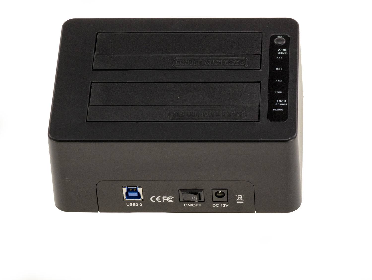 Docking Station. Dock pour 2 DISQUES SATA 2.5 ou 3.5 Liaison USB3 avec FONCTION CLONAGE. USB 3.0 5G, Alimentation 3A.-1