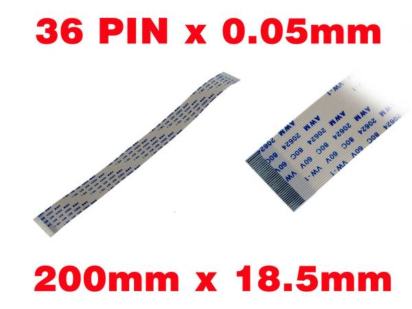 Nappe Ruban ZIF FPC 36 PINS Pas 0.5MM Longueur 200mm Largeur 18.5mm.