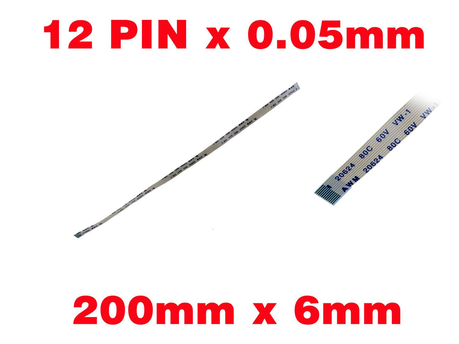 Nappe Ruban ZIF FPC 12 PINS Pas 0.5MM Longueur 200mm Largeur 6mm.-0