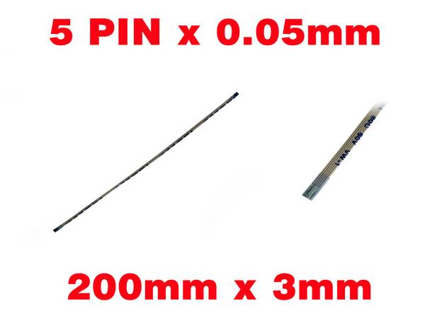 Nappe Ruban ZIF FPC 5 PINS Pas 0.5MM Longueur 200mm Largeur 3mm.