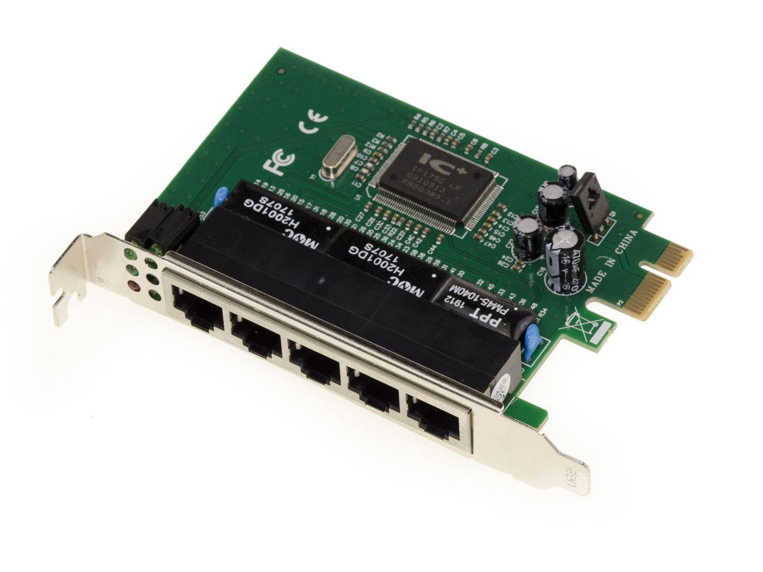 Carte PCIe SWITCH ETHERNET avec chipset IC Plus IP175 - 5 Ports-0