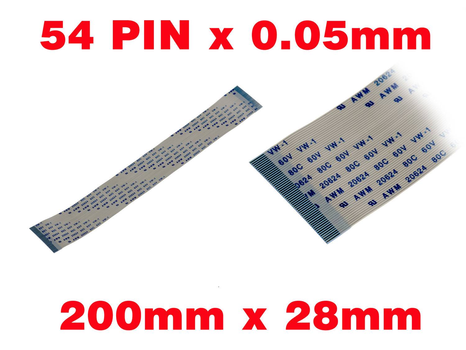 Nappe Ruban ZIF FPC 54 PINS Pas 0.5MM Longueur 200mm Largeur 28mm.-0