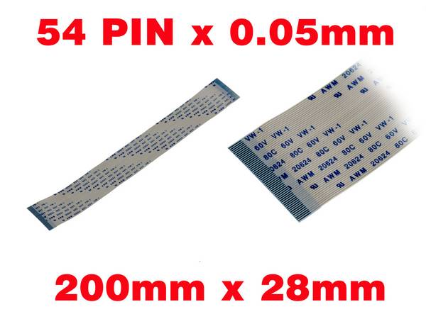 Nappe Ruban ZIF FPC 54 PINS Pas 0.5MM Longueur 200mm Largeur 28mm.