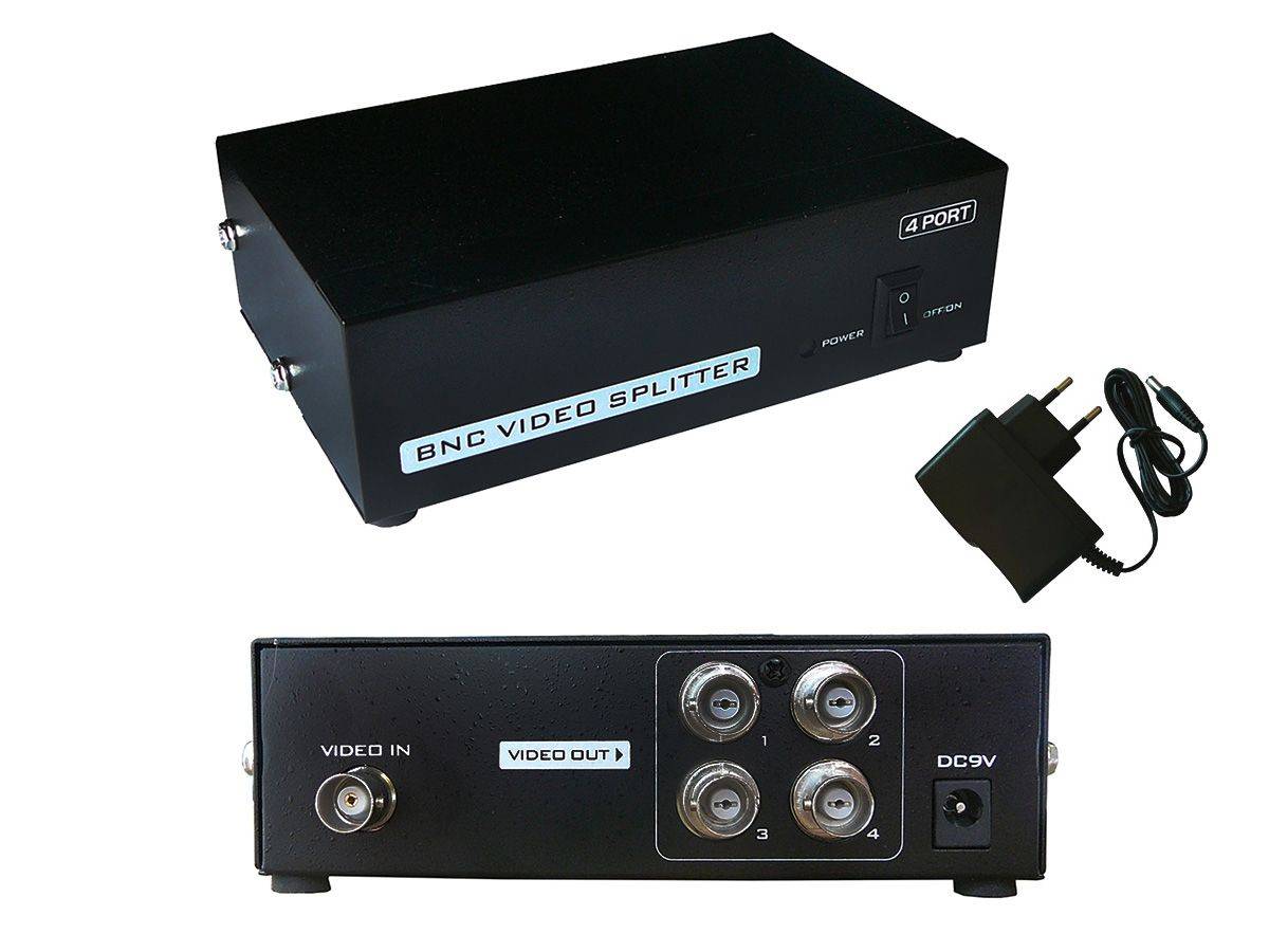 SPLITTER BNC 4 PORTS - Duplique le flux vidéo d'une source BNC vers 4 sorties Simultanées-0