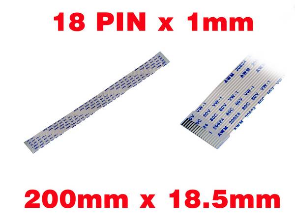 Nappe Ruban ZIF FPC 18 PINS Pas 1MM Longueur 200mm Largeur 18.5mm.