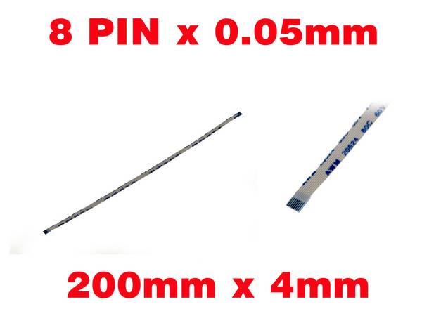 Nappe Ruban ZIF FPC 8 PINS Pas 0.5MM Longueur 200mm Largeur 4mm.
