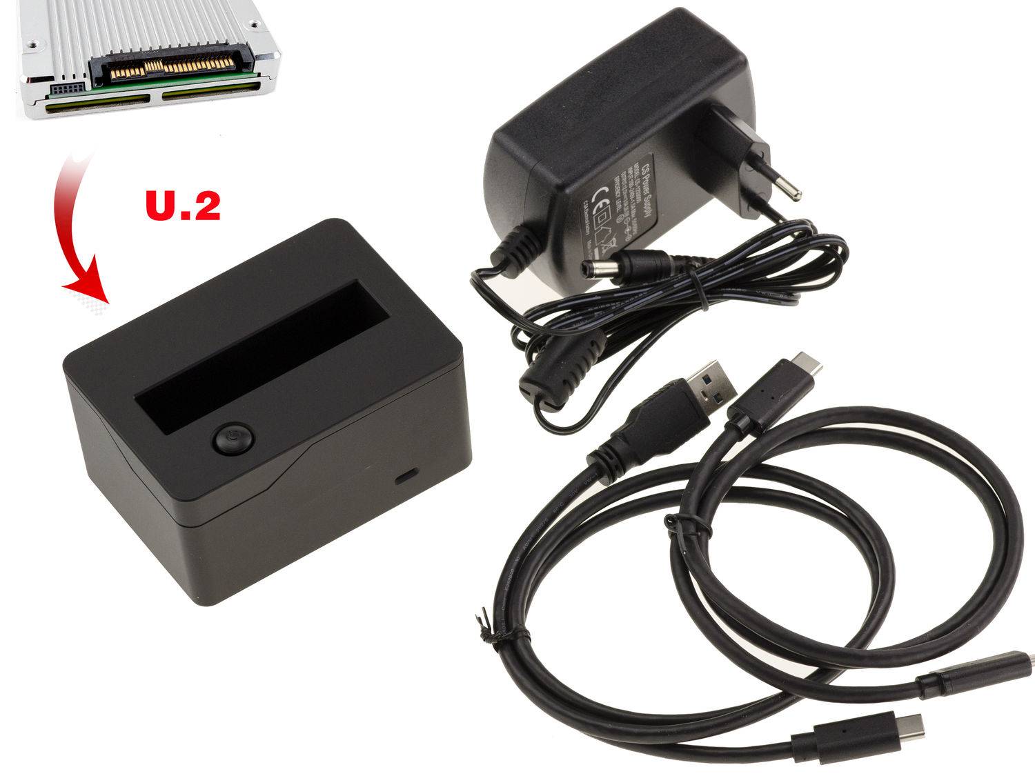 Docking Station verticale pour SSD U2 NGFF SFF-8639 Liaison USB3.1 A ou C. Alimentation 3A. Débit 900MB/s. Dock USB 3.1-0