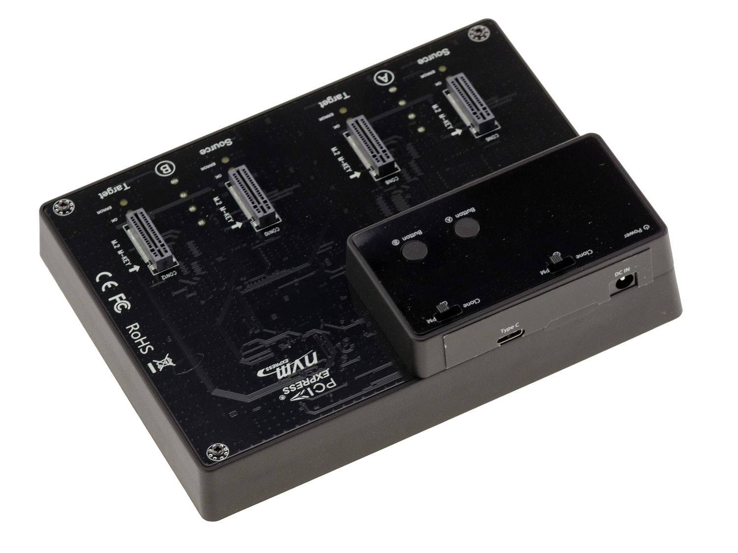 DOCKING STATION. Dock pour 4 SSD M2 NGFF NVMe PCIe Liaison USB3.2 Gen2 10GB AVEC FONCTION CLONAGE. Alimentation-1