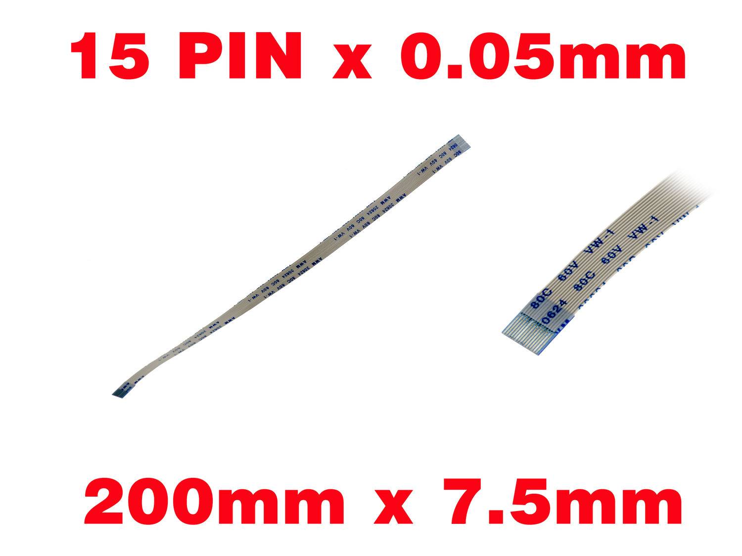 Nappe Ruban ZIF FPC 15 PINS Pas 0.5MM Longueur 200mm Largeur 7.5mm.-0