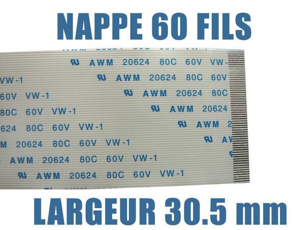 Nappe Ruban ZIF FPC - 60 PINS - PAS 0.5MM - LONGUEUR 150mm  Ruban