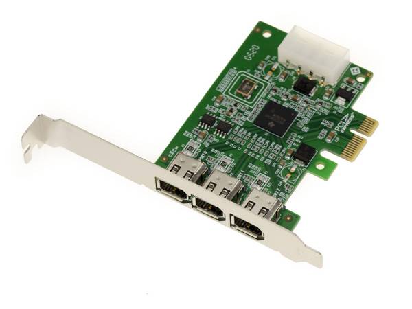 Carte PCIe 2.0 1x 3 ports FIREWIRE 400 Ieee1394a chipset TI XIO2213B
