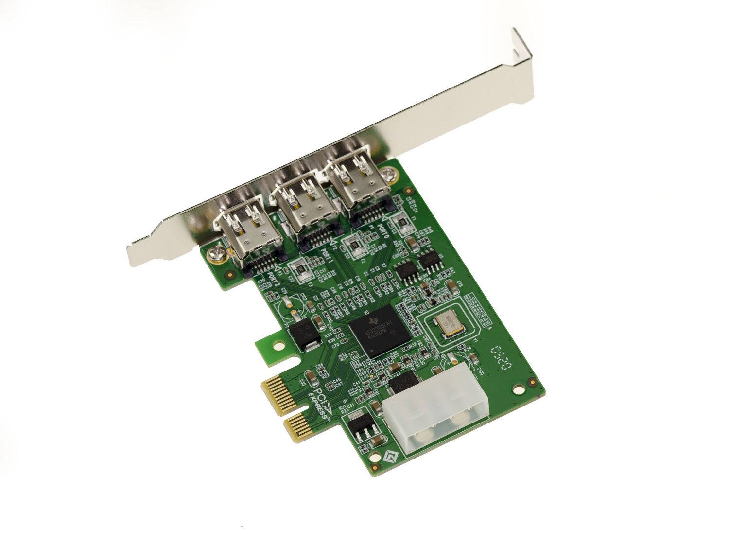 Carte PCIe 2.0 1x 3 ports FIREWIRE 400 Ieee1394a chipset TI XIO2213B-2