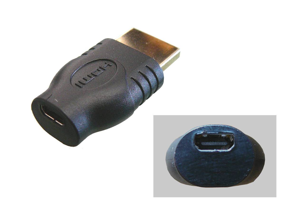Adaptateur Micro HDMI Femelle (= HDMI ""Type D"") vers HDMI Mâle (= HDMI ""Type A"")-0