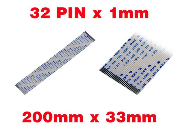 Nappe Ruban ZIF FPC 32 PINS Pas 1MM Longueur 200mm Largeur 33mm.