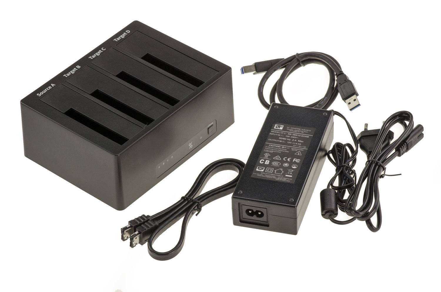 Docking Station. Dock pour 4 DISQUES SATA 2.5 ou 3.5 Liaison USB3 ou eSATA avec FONCTION CLONAGE. USB 3.0 5G, Alimentat-0